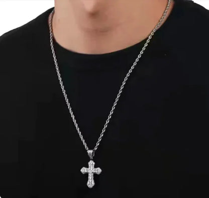 Gothic Big Zircon Cross Necklace Unisex