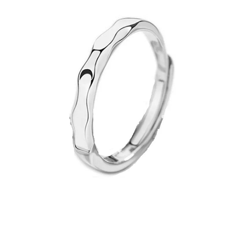 Minimalist Silver Sun Moon Adjustable Ring