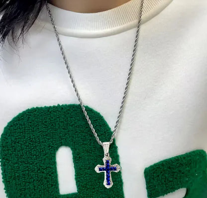 Gothic Big Zircon Cross Necklace Unisex